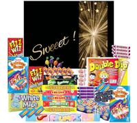 Retro Sweets Gift Box Ultimate Sweet Hamper Selection Box. Packed with a Massive 50 Popular British Sweets! Fantastic Gift Hamper, Sweet Hamper for Adults, Kids Sweets Gift Box (Black and Gold)