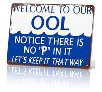 Retro Swim Zone Welcome Vintage Tin Decor 8x12 Inch | Thoughtful gift for pool owner host neighbor friend