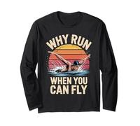 Retro Swimming Butterfly Swim Why Run When You Can Fly Quote Long Sleeve T-Shirt