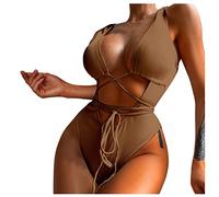 Retro Swimwear Womens Breastfeeding Bathing Suits Pamper Gifts for Women Workout Running The New Bikini is A Solid Color Hollowed Out Strap Up Hollowed Swimsuit Clearance Bargains