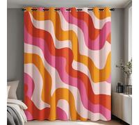 Retro Swirl Blackout Curtains for Bedroom Living Room, Abstract Groovy 70s Wave Curtains Eyelet 54 Drop Home Decor, Patterned Window Drapes, 46x54 Inch 2 Panels B-D93