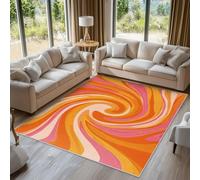 Retro Swirl Rugs for Living Room Bedroom, Retro 60s 70s Area Rugs Large 80x150 cm, Washable Non Slip Pattern Carpet Home Decor C&J42