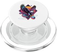 Retro Synthwave Bald Eagle Bald Eagles PopSockets PopGrip for MagSafe