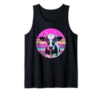Retro Synthwave Cow Sunglasses Cattle Tank Top