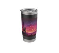 Retro Synthwave Desert Saguaro Cactus Sunset Stainless Steel Insulated Tumbler