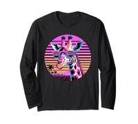 Retro Synthwave Giraffe Sunglasses Giraffes Long Sleeve T-Shirt