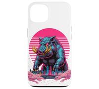 Retro Synthwave Kaiju Monster Wild Pig Boar City Case for iPhone 13