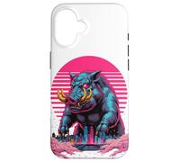 Retro Synthwave Kaiju Monster Wild Pig Boar City Case for iPhone 16