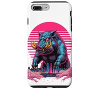 Retro Synthwave Kaiju Monster Wild Pig Boar City Case for iPhone 7 Plus/8 Plus