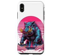 Retro Synthwave Kaiju Monster Wild Pig Boar City Case for iPhone XS Max
