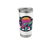 Retro Synthwave Sea Turtle Turtles Stainless Steel Insulated Tumbler