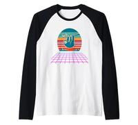 Retro Synthwave Sloth Sunset 80s Raglan Baseball Tee