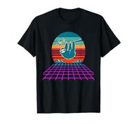 Retro Synthwave Sloth Sunset 80s T-Shirt