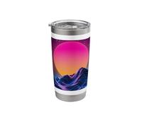 Retro Synthwave Sunset Mountain Vaporwave Art Stainless Steel Insulated Tumbler