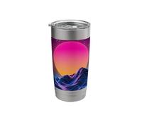 Retro Synthwave Sunset Mountain Vaporwave Art Stainless Steel Insulated Tumbler