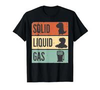 Retro T-Rex Solid Liquid Gas Science States of A Dinosaur Value Graphic T-Shirt, Men, Black, L