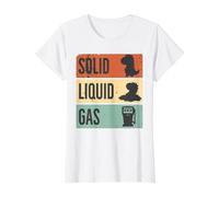 Retro T-Rex Solid Liquid Gas Science States of A Dinosaur Value Graphic T-Shirt, Women, White, S