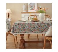 Retro tablecloth, Small tablecloth, Floral pattern, with tassels, washable for Kitchen and Dining Room(Q2,140X180)