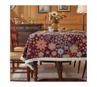Retro tablecloth, Small tablecloth, Floral pattern, with tassels, washable for Kitchen and Dining Room(Q5,140X220)