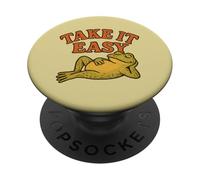 Retro Take It Easy Frog Relaxing Design PopSockets Adhesive PopGrip