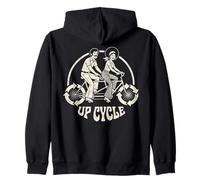 Retro Tandem Upcycling Bicycle s 70s Graphic Zip Hoodie