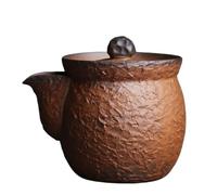 Retro Tea Sets Tea Cup,Ceramics/Glass Water Kettle, Vintage Unglazed Old Rock Clay Handmade Chinese Hand Grip Tea Maker Q-Q981