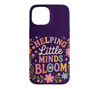 Retro Teacher Helping Little Minds Bloom Floral Quote Case for iPhone 15