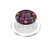 Retro Teacher Helping Little Minds Bloom Floral Quote PopSockets PopGrip for MagSafe