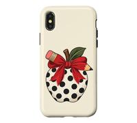 Retro Teacher Polka Dot Apple and Red Pencil Bow Case for iPhone X/XS