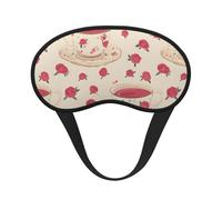 Retro Teacup Printed Sleep Black Edge Eye Mask, with Good Shading Effect, is an Ideal Choice for Travel, Meditation, Etc