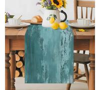 Retro Teal Table Runner 13x72 Inches Long Green Gradient Watercolor Mottled Abstract Art Cotton Linen Table Runner Burlap Style for Dinner Table Party Decor Tabletop Decorations