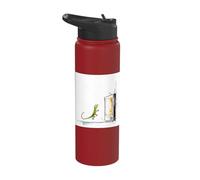 Retro Tech TV Static Noise Gecko Art Stainless Steel Insulated Water Bottle