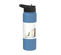 Retro Tech TV Static Noise Gecko Art Stainless Steel Insulated Water Bottle