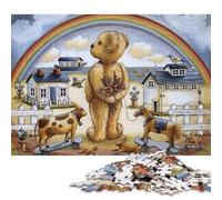 Retro Teddy Bear (2) Wooden Jigsaw Puzzle for Adults Fun 500 Pieces Home Decoration Toy Intellectual Game Education Game Stress Relief Challenge Educational 500pcs (52x38cm)
