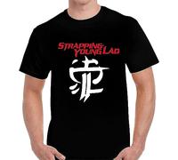 Retro Tees Men's Short Sleeve Printed O-Neck Strapping Young Lad Metal Logo Men's Black T-Shirt Sizes S to 3XL Black (XX-Large)