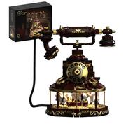 Retro Telephone Carousel Building Blocks Set, 1130 PCS Vintage Telephone Carousel Building Kit, Creative Desktop Ornament Bricks Model Toys, Home Decor Gift for Adults and Teens