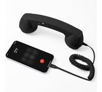 Retro Telephone Handset, Type-C Hands-Free Adapter with Microphone for Video Calls, Plug and Play Cell to Landline Receiver for Home Office Desk