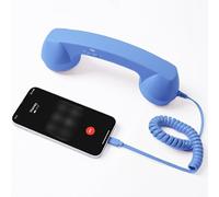 Retro Telephone Handset, Type-C Hands-Free Adapter with Microphone for Video Calls, Plug and Play Cell to Landline Receiver for Home Office Desk