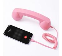 Retro Telephone Handset, Type-C Hands-Free Adapter with Microphone for Video Calls, Plug and Play Cell to Landline Receiver for Home Office Desk