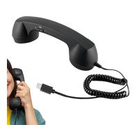 Retro Telephone Headset - Receiver Jack 3.5 mm Retro, Type-C Mobile Headset, Built-in Speaker Wired | For Meeting Videoconferences Calls Laptop Office Home School Travel Living Room
