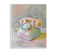 'Retro Telephone in Pastels'| Framed Giclee Art | Stupell Industries | White, 24 x 30 Inches, Easy to Hang and Sturdy, Made in USA, by The Prints Vibe