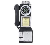 Retro Telephones Ornament, Wall Mounted Vintage Rotate Classic Look Dial Pay Phone Model Decoration, Antique Rotary Dial Payphone Ornament, Phone Prop for Home Cafe Hotel (Black)