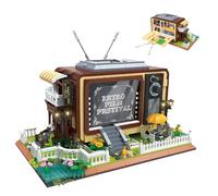 Retro Television Mini Building Blocks Set,2127PCS Street View Architecture Micro Bricks Model with Courtyard Street Lamps, Construction Vintage TV Toys, Idea Gifts for Adult Creative Enthusiasts