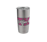 Retro Texas Cheer Pink Leopard Collegiate State Art Stainless Steel Insulated Tumbler