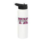 Retro Texas Pickleball Vintage Pink Animal Style Art Stainless Steel Insulated Water Bottle