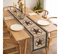 Retro Texas Star Table Runner 13x36 inch Farmhouse Country Star Cotton Linen Dining Table Runner Ideal for Dresser Kitchen Coffee Tables - Machine Washable