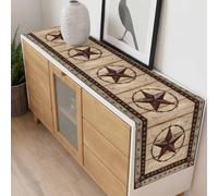 Retro Texas Star Table Runner 14x72 inch Farmhouse Country Star Cotton Linen Dining Table Runner Ideal for Dresser Kitchen Coffee Tables - Machine Washable