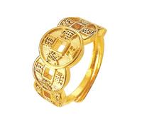 Retro Textured Copper Band, Aged Ergonomic Design Lightweight for Men & Women, Bold Party Accessory Vintage Brass Rings