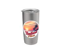 Retro Thailand Vibes Sandy Beach Vintage Sunset Sun Souvenir Stainless Steel Insulated Tumbler
