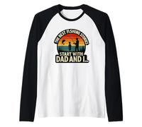 Retro The Best Fishing Stories Start with Dad and I Raglan Baseball Tee